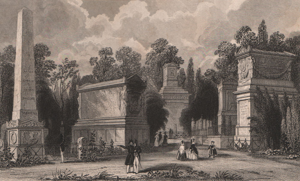 PARIS. Père Lachaise, monumens de Massena, de Lefebre, &c.. BICKNELL 1845